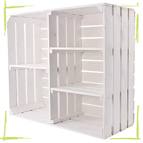 Vinterior 2 weiße Holzschränke  5 Ablagefächer   Obstkiste Holzkiste Regalkiste Weinkiste als Bücherregal Bücherschrank Kleiderschrank 77x68x35cm