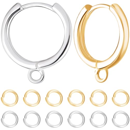 Beebeecraft 1 Box 20 Huggie Ohrring Zubehör 18 Karat Und 925 Sterling Silber Plattiertes Messing Hebelverschluss Ohrringhaken 17x14mm Huggie Ohrring Schlaufe Zur