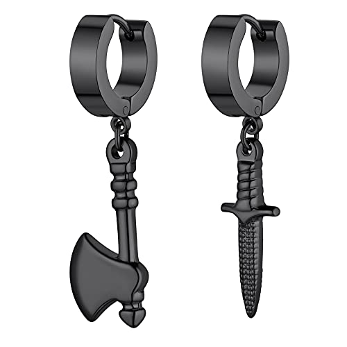 Bestyle mit Anhänger Dolch Axt Schwarz Hängend Halloween Ohrschmuck für Herren Mädchen Teenager