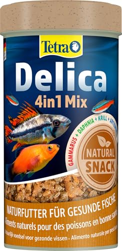  Delica Mix Naturfutter   Mischung mit 4 verschiedenen Futtertiere Wasserflöhe Artemia Krill Gammarus natürliche Snacks für Zierfische 250 ml