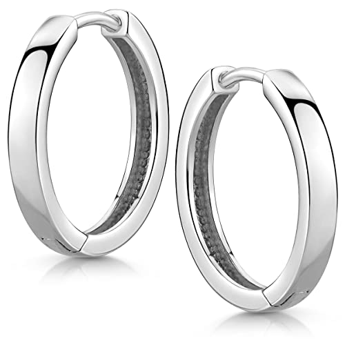 MATERIA by Matthias Wagner Silber Ohrringe Damen 925 Creolen 21mm rhodiniert 3mm breit SO-426