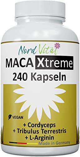 240 Kapseln - Maca Gold Cordyceps L-Arginin Tribulus ALLE ULTRA HOCHDOSIERT - mit Zink und Selen - in Deutschland hergestellt - Vegan