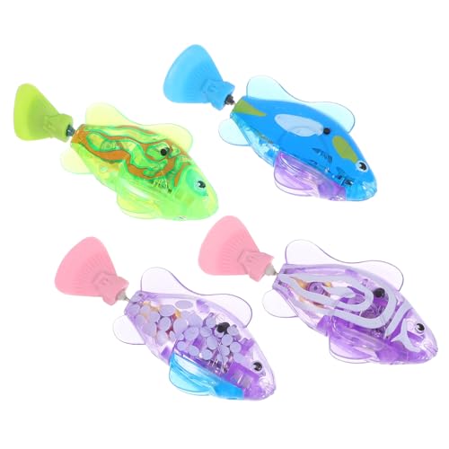 TOYANDONA 4Stücke Kätzchen Interaktionsspielzeug Schwimmende Elektrische Fische mit LED Bezauberndes Katzenspielzeug Langlebiges Haustier Zubehör für Spaß und Bewegung