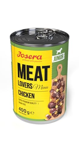 JOSERA Meat Lovers Junior Menu Chicken 6 x 400 g getreidefreies Nassfutter mit Huhn für Welpen Junghunde Welpenfutter mit 100% transparenter Rezeptur
