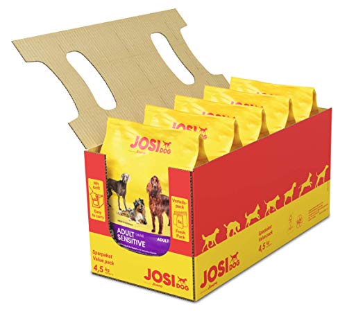 JosiDog Adult Sensitive 5x900g Hundefutter für sensible Hunde Premium Trockenfutter für ausgewachsene Hunde powered by JOSERA 5er Pack