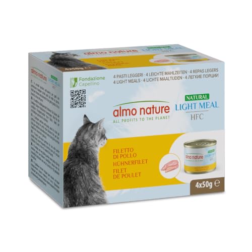 Almo Nature HFC Natural Light Meal Hähnchenfilet Nassfutter für ausgewachsene Katzen 4 Dosen 50 g