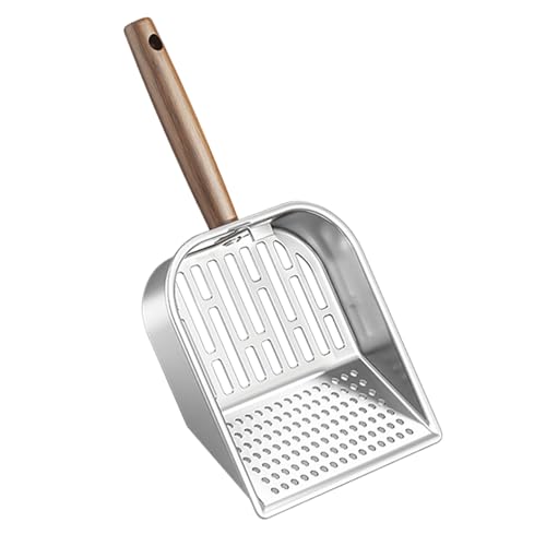 Katzenstreuheber langlebige Katzenstreuschaufel Edelstahl-Katzenkotschaufel Kätzchen-Kotschaufel mit Holzgriff Streuschaufel für Haustierstreu für Wohnung Wohnzimmer Tierarztpraxis