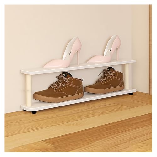 Schlankes Schuhregal aus Holz platzsparender Eingang für Kinder 2-stöckiges Design 70 cm 15 cm Schichtenabstand kompakte Schuhaufbewahrungslösung für Flur und Tür