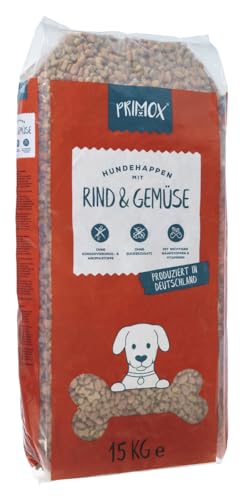 Primox Hunde-Trockenfutter 15kg hergestellt in DE Nährstoffreich Ohne Zucker andere Zusätze Für Vitalität Gesundheit beim Hund Rind Gemüse