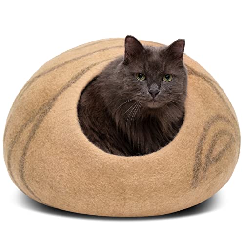 MEOWFIA Katzenbett HÃ¶hle Umweltfreundliche Betten aus 100% Merinowolle fÃ¼r Katzen und KÃ¤tzchen M Beige