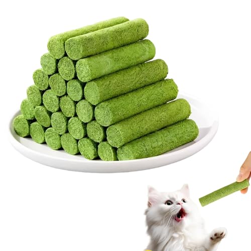 Katzengras Sticks 150g Gefriergetrocknet Katzengras Snack Kätzchengras-Beißstäbchen Katzenminze Stick Kauspielzeug Katze Zur Zahnpflege Zahnreiniger Haarballenentfernun Steigerung des Appetits