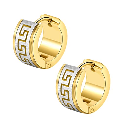 Herren- Damen-Ohrringe aus mattem Edelstahl klassische Creolen Creolen Herren-Damen-Ohrringe Edelstahl-Titan-Ohrringe Gold Labyrinth-Muster