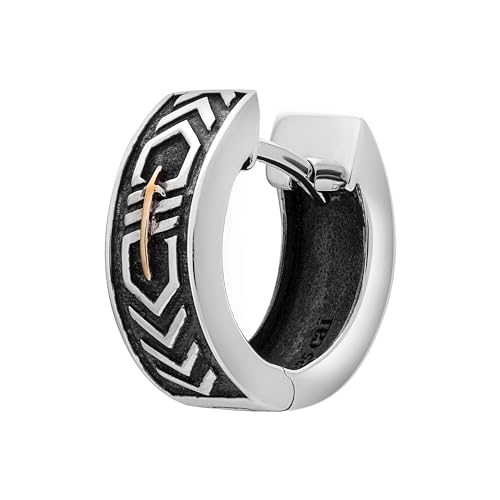 cai Herren Single Creole matt oxidiert mit vergoldetem Schwert   Sterling 1 4cm oxidiert ohne Stein Silbergrau 274210165