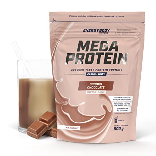 Energybody Mega Schoko 500g Mehrkomponenten Casein Mix als Eiweissß Shake ohne Aspartamßpulver 20 Portionen