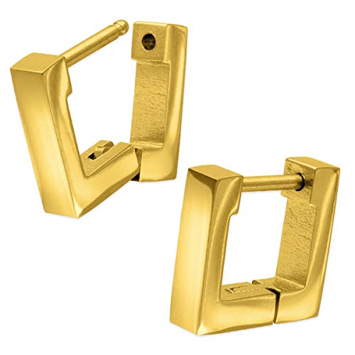 Soul-Cats 1 Paar Klapp Creolen aus Edelstahl eckig glänzend in der Farbe gold