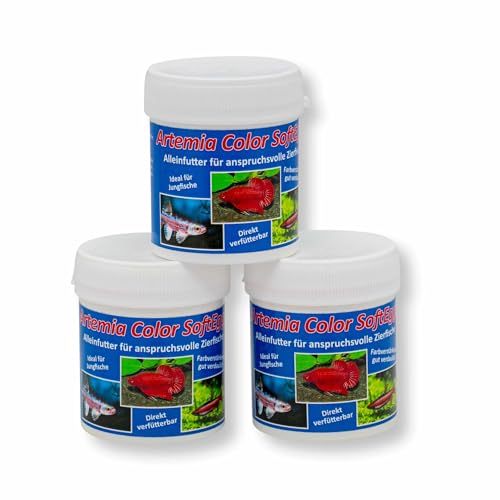 AQ4Aquaristik Artemia Color SoftEggs Aufzuchtfutter für Jungfische Alleinfutter für Zierfische Color Booster Farbfutter 3x40g