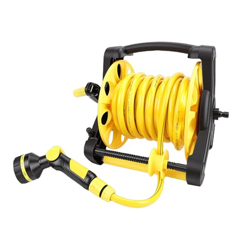 Fockety Gartenschlauchaufroller strapazierfähiger Schlauchhalter aus Aluminiumlegierung Wasserschlauchhalter mit Sprühdüse fürßenbereich Terrasse