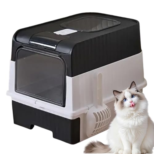 Katzenklo Katzen-Toilette Für Großkatzen Geruchsneutralisierendes Hauben-Katzenklo Klappbar Mit Schaufel Für Innenbereich Ecke Unterwegs