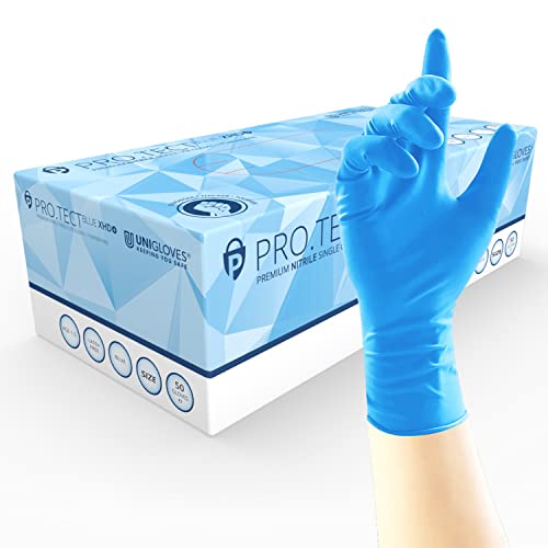 UNIGLOVES PRO.TECT Blue Blue XHD GA0103 Mehrzweck- puder- und latexfreie Einweghandschuhe Größe M Box mit 50 Handschuhen
