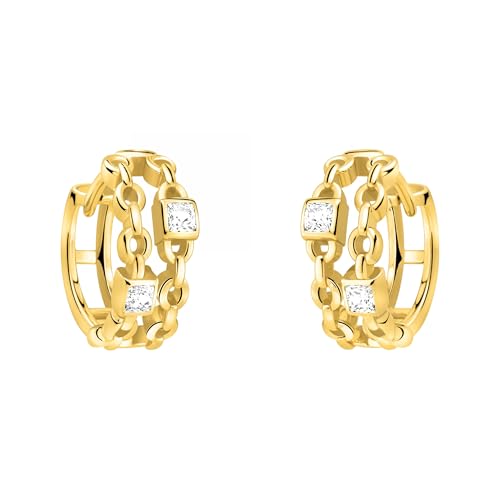 SOFIA MILANI - Damen Ohrringe 925 Silber - vergoldet golden mit Zirkonia Steinen - Ketten Creole - E2833