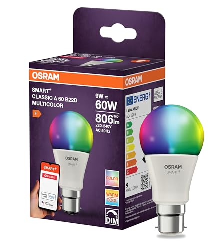 OSRAM SMART LED Lampe A60 Kolbenform 9W ZigBee 3.0 RGBW 16 Mio. Farben dimmbar App Steuerung Alexa
