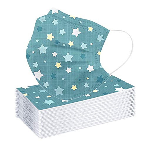 50 Stück Mundschutz Kinder Einweg 3-lagig mit Motiv Bunt Mund-Nasen-Schutz Cartoon Druck Atmungsaktiv Mund-Tuch Bandana Halstuch Schals für Mädchen Jungen X8 Farbig