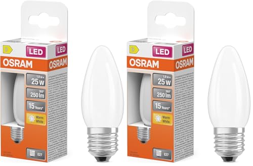  Star Kerzenform B25 Filament 2700 Kß 1 8 W matt 250 lm 15.000h für Tischleuchten dekorative Einbauten Packung 2