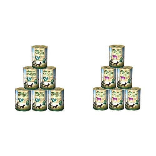 Dehner Best Nature Hundefutter Adult Wild und Huhn mit Nudeln 6 x 400 g 2.4 kg Best Nature Hundefutter Adult Lamm und Kartoffeln mit Petersilie 6 x 400 g 2.4 kg