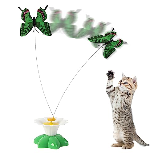 Interaktives Katzenspielzeug Elektrisches Fliegendes Vogelspielzeug für Katzen 360 Drehbarem Rotierendes Lustig Elektrisches Fliegendes Bewegungsspielzeug für Katze Kätzchen Schmetterling