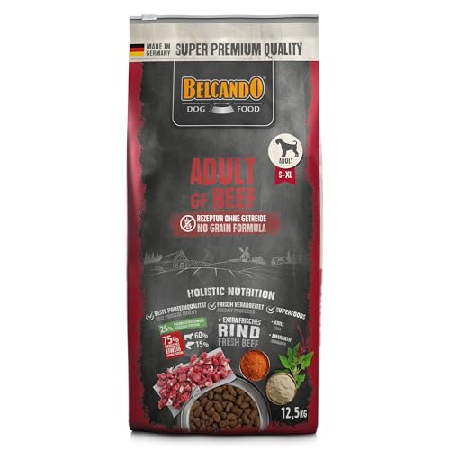 BELCANDO Adult GF Beef 12 5kg getreidefreies Hundefutter Trockenfutter ohne Getreide mit Rind Alleinfuttermittel für ausgewachsene ab 1 Jahr