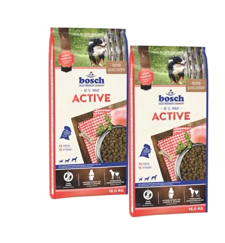 Bosch Active 2 x 15kg Sparpaket Trockenfutter für Hunde