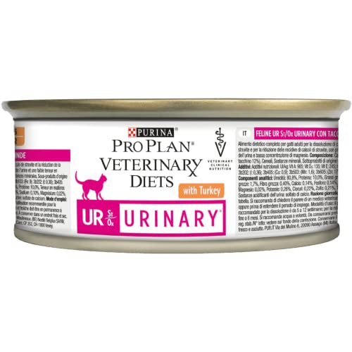 Pro Plan Purina Veterinary Diets Feline UR St Ox Urinary Mousse Truthahn 24 x 195 g Diät-Alleinfuttermittel für ausgewachsene Katzen Zur Unterstützung bei Struvitsteinen