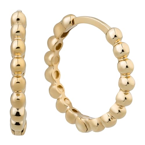 Ardeo Aurum Damen Creolen-Ohrringe aus 375 Gold 14 mm Kugeln rund Gelbgold