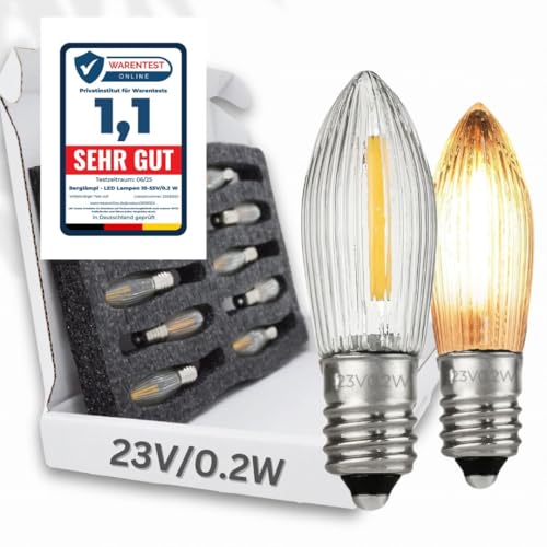 BERGLäMPL 10x LED Filament 23V 0 2W E10 Ersatz-Lämpchen statt 3W für 10 Brennstellen 2100 Kelvin warmleuchtend
