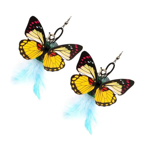 BESPORTBLE 2stücke Schmetterlings Katzenspielzeug Interaktives Teaser Spielzeug Mit Für Haustiere Kätzchenbedarf Plume Katze Spielzeug