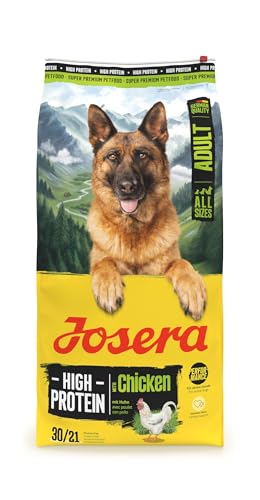 JOSERA Adult High Protein Huhn 1 x 12 5 kg Premium Trockenfutter für ausgewachsene sportliche Zucht- Hunde Huhn Lachsöl glutenfrei proteinreich L-Carnitin Taurin 1er Pack