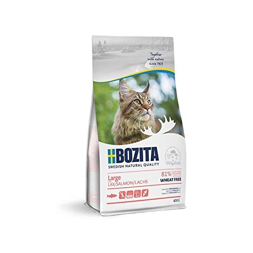 Bozita - Feline Large - Salmom Wheat Free 400g Getreidefreies Trockenfutter für Katzen mit Lachs Alleinfuttermittel für die Erwachsene Katze Mit Biotin und Zink