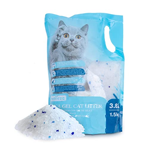 Nobleza Silikat Kristalle Katzenstreu 3.8L - Hochwertige Staub- und klumpenfreie Katzenstreu mit überlegener Geruchskontrolle und effektiver Flüssigkeitsaufnahme