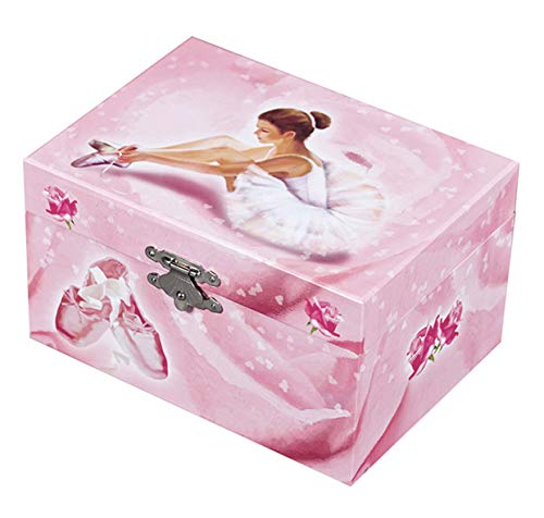 Trousselier - Ballerina - Musikschmuckdose - Spieluhr - Ideales Geschenk für junge Mädchen - Phosphoreszierend - Leuchtet im Dunkeln - Musik Menuett von Mozart - Farbe rosa
