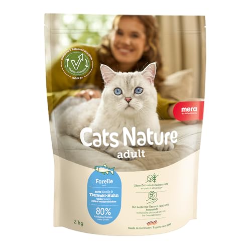 MERA Cats Nature Forelle Premium Katzenfutter Trocken 2kg Getreidefrei zuckerfrei Adult Katzen Trockenfutter hoher Fleischanteil Dry Cat Food