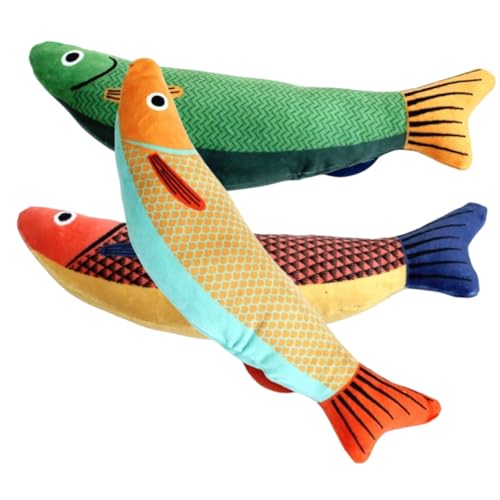 GARVALON 3 Stück Fischform Katzenminze Simulierter zum Kauen Beißspielzeug für zur Beschäftigung Zahnpflege für Aktive Hauskatzen