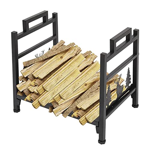 INKCOR Kaminholzregal Holzwiegen Kaminholzregal mit Griffen Holzlagerhalter fÃ¼r Kamingrube Holzofen Pulverbeschichteter Stahl