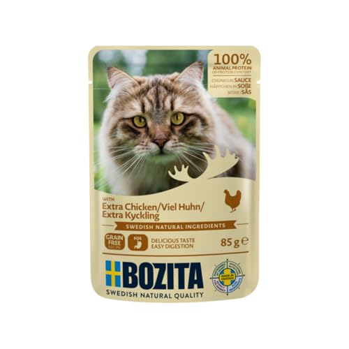  Häppchen in Sauce viel Huhn   12er Pack 85g schmackhaftes Katzenfutter Zucker   Futter für erwaschsene 8 5% 4 5% Fettgehalt Gentechnik