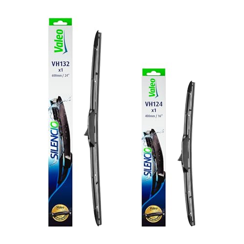 VALEO Silencio Wischer - Set aus Premium Ganzjahres-Originalausrüstungs-Ersatz-Hybrid-Wischerblättern VH132 VH124 - Vorne Länge 600mm 400mm - Set mit 2 Wischerblättern 574732 574724