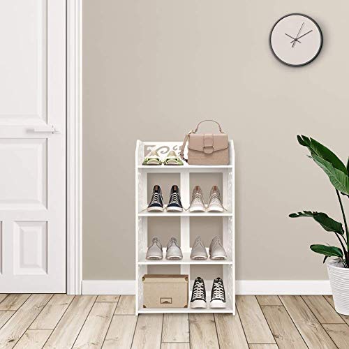 Greensen Schuhregal Schmal Schuhregale Weiß 4 Böden Badregal Holz Schuhschrank Regal Shoe Rack White Steckregal Aufbewahrungsregal für Wohnzimmer Badezimmer 40x23x71cm