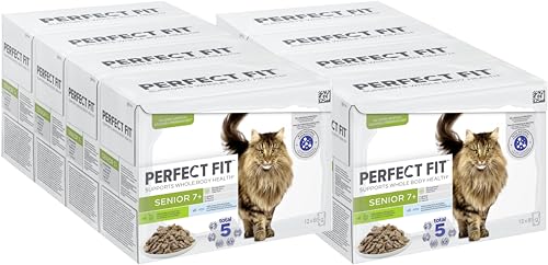 PERFECT FIT Katze Portionsbeutel Multipack Senior 7 mit Truthahn und Karotten mit Hochseefisch und Erbsen 8 x 12 x 85g