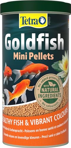 Tetra Pond Goldfish Mini Pellets Fischfutter - für kleine Goldfische und Kaltwasserfische im Gartenteich 1 L Dose