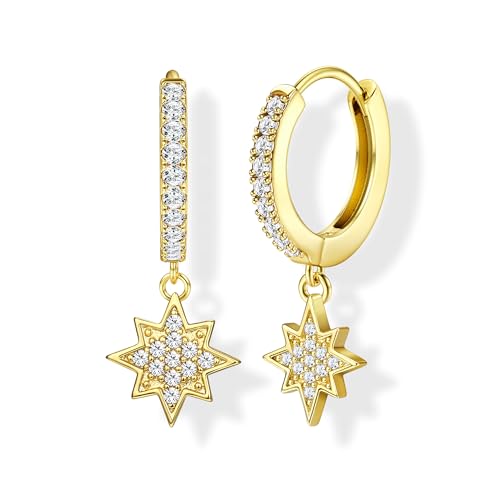 MILACOLATO Creolen Anhänger Ohrringe Gold für Damen Creolen Silber 18K Vergoldete Klein Kleine Hypoallergen Mittelgroß Herz Stern Chirurgenstahl Damenohrringe Ohrringe Damen Nickelfrei Schmuck Damen