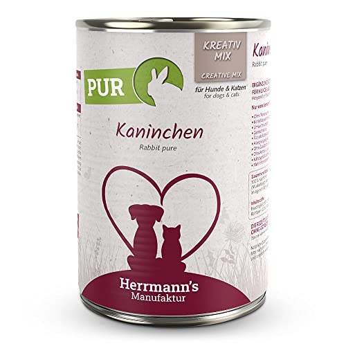 Herrmann s - Kreativ-Mix Kaninchen Reinfleisch - 12 x 400g - Nassfutter - Für Hund Katze