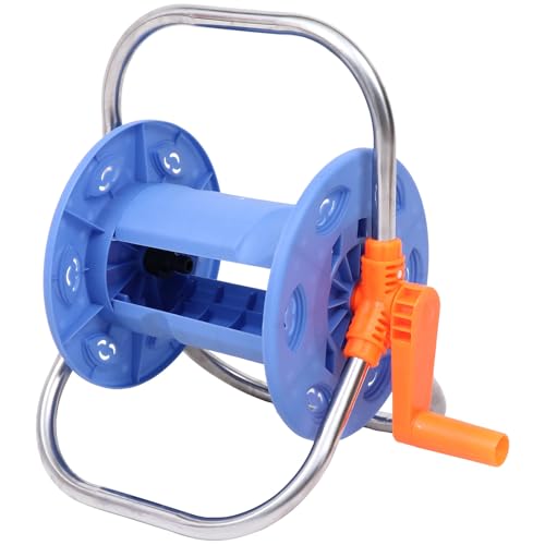 INOOMP Gartenschlauchaufroller 20m mit Drehbarem Schlauchhalter aus Legierung und Kunststoff Handaufrollbar Leicht Montierbar für Garten und Rasen